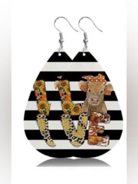 Cow Love Faux Leather Earrings
